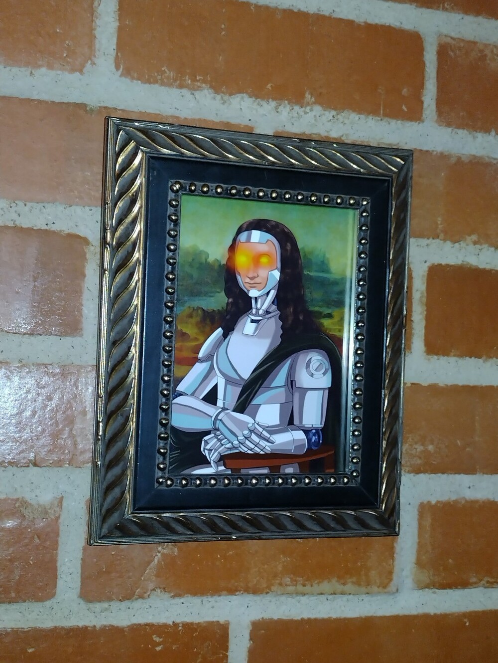 Cyborg Mona Lisa Art Print Gold Frame By Neon Nicho
